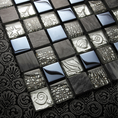 优美家石材玻璃马赛克电视背景墙客厅玄关浴室卫生间黑色瓷砖