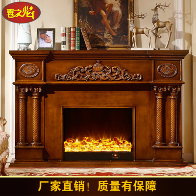 2米电壁炉装饰柜 实木欧式壁炉架罗马柱电子壁炉芯仿真美式壁炉柜