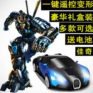 遥控变形车充电金刚大黄蜂汽车机器人一键变身男孩玩具智能4模型