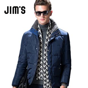 Jim’s/吉牡男装 冬季新品 男士休闲短款藏青色 羽绒服外套男