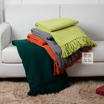 现代简约混纺毛毯沙发盖毯单人午睡办公室空调毯子床搭尾搭巾