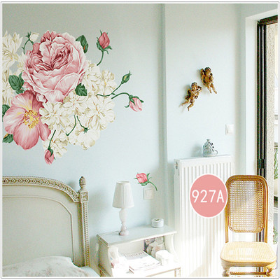 客厅卧室背景墙装饰diy可移除墙贴927富贵牡丹创意花卉时尚墙贴画