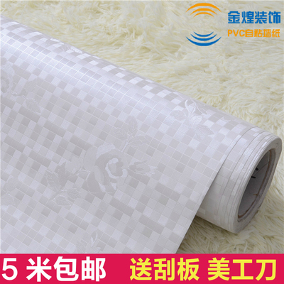 韩国PVC白色自粘墙纸厨房浴室卫生间防水防油墙贴马赛克壁纸贴纸