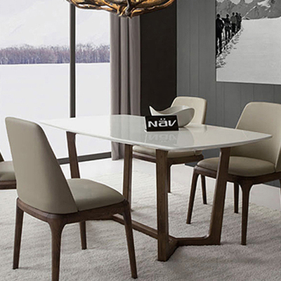 北欧大理石餐桌实木餐桌椅组合咖啡桌6人饭桌宜家设计师方桌餐台
