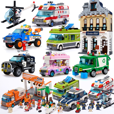兼容乐高拼装积木儿童玩具拼插城市10救护车消防车警察车男孩7岁