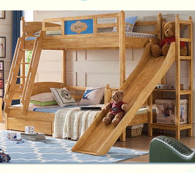 北欧全实木多功能儿童床子母床上下床组合美式实木高低床双层床