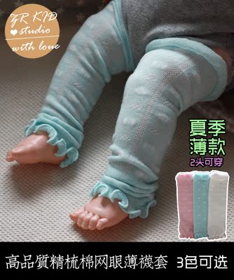 ZR KID 春夏婴儿童女胖宝宝棉松口袜子空调护腿蝴蝶结花边薄袜套
