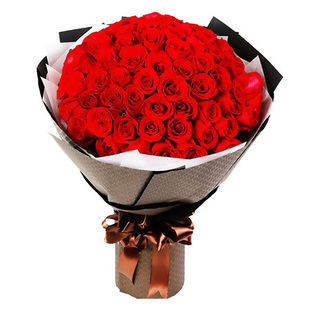 生日情人节52朵玫瑰花束礼盒赤峰鲜花实体店速递表白同城送花