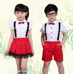 新款儿童演出服中小学生男女合唱服校服表演服幼儿园舞蹈服背带裤