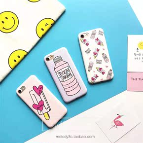 韩国矿泉水瓶粉色冰棍棒爱心手机壳苹果6s饮料瓶子保护套iphone7