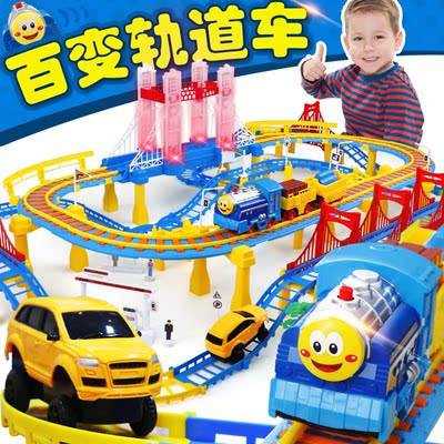 多层电动轨道赛车汽车托马斯小火车头套装儿童3 4 5 6 岁男孩玩具
