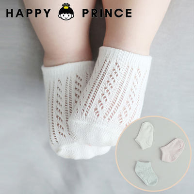 韩国进口女宝宝袜子纯棉夏婴儿袜防滑袜透气松口短袜公主袜女童袜