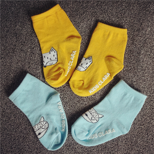 卡通小狐狸女童短袜子夏 薄款婴儿袜子 6-12个月宝宝中筒袜春夏