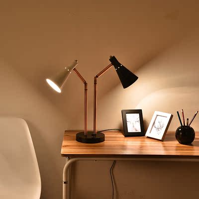 北欧宜家设计师黑白色双头台灯 现代简约个性创意卧室床头柜台灯