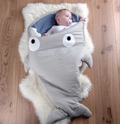 满满爱  婴儿鲨鱼睡袋  宝宝多功能防踢被 冬季外出必备保暖抱袋