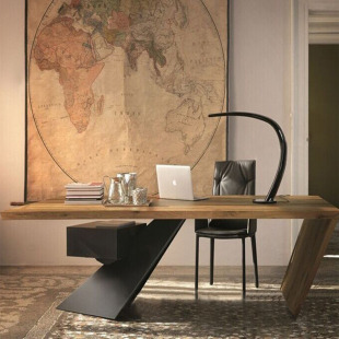北欧设计师工业风办公桌实木工作台 个性复古铁艺创意书桌带抽屉