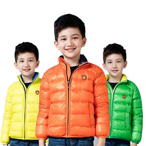 可乐凡尼2016冬装新款儿童羽绒服轻薄款男童中大童青少年纯色外套