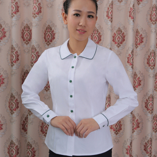 中国农业银行工作服长袖圆领女衬衫职业装白斜纹农行制服衬衣包邮