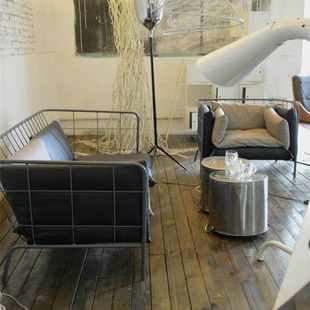 北欧宜家服装店沙发懒人沙发创意卡座沙发铁艺沙发做旧沙发工作室