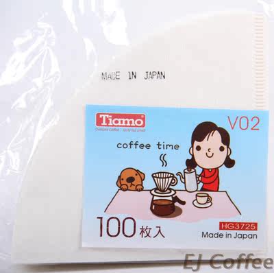 Tiamo 正品咖啡滤纸 V60 手冲滤杯滴滤滴漏式 1-4人 原色100枚入
