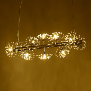 北欧创意鱼线LED吊灯简约艺术设计吧台灯蒲公英螺旋餐厅水晶吊灯