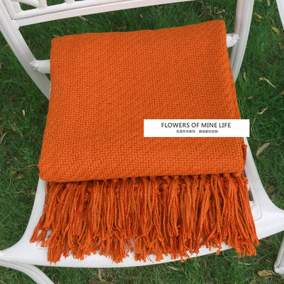 样板间搭毯多色橙色搭巾沙发巾床尾毯床毯编织搭毯装饰毯午睡毯