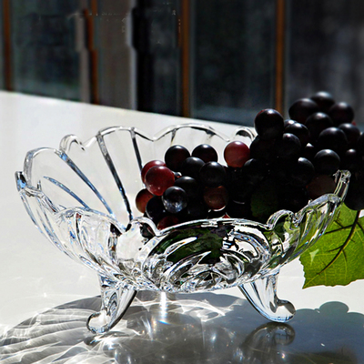 尚品志大号水晶玻璃果盘 现代客厅创意简约欧式糖果干果水果盘子
