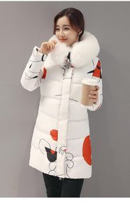 2016新款韩版大码中长款修身显瘦羽绒棉棉衣女加厚花色冬装 外套