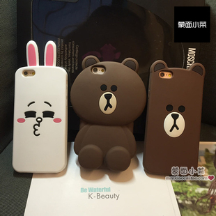 iphone6布朗熊手机壳6plus硅胶套6S可妮兔5s韩国卡通LINE保护壳