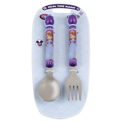 现货美国代购正品DISNEY 迪斯尼索菲亚公主儿童刀叉汤勺餐具