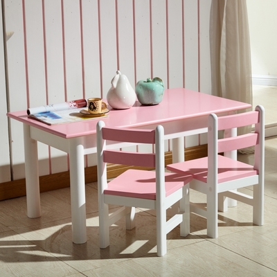 实木粉色长方桌松木儿童白色桌椅组合小学生课桌椅蓝色写字学习桌