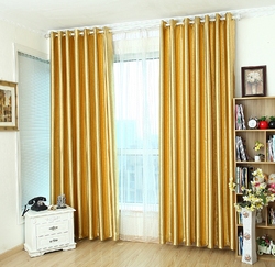 定制金色弯钩纯色窗帘客厅加厚全遮阳光隔热成品窗帘布料特价促销