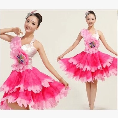舞蹈服装 演出服装 合唱服装 花瓣裙成人舞蹈服表演舞台装