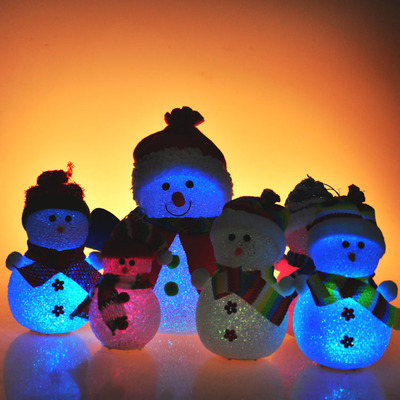 圣诞节装饰品桌面摆件发光闪烁彩灯高档水晶雪人圣诞树雪人