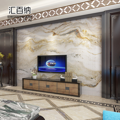 电视背景墙瓷砖 欧式简约微晶石背景墙客厅墙砖仿大理石 琥珀金山