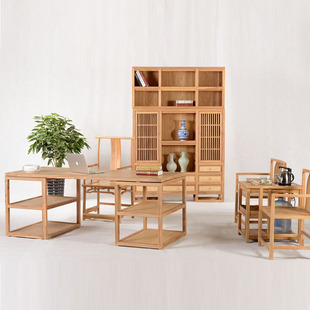 【物声】组合家具 禅意 新中式老榆木 椅子实木仿古博古架 小茶台