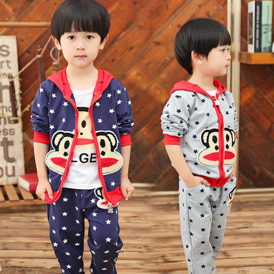 2016新款男宝宝秋装套装0-1-2-3岁韩版卫衣两件套1周岁婴儿衣服潮