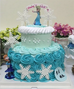 南京甜甜屋冰雪奇缘主题蛋糕卡通动漫场景蛋糕艾莎公主蛋糕配送
