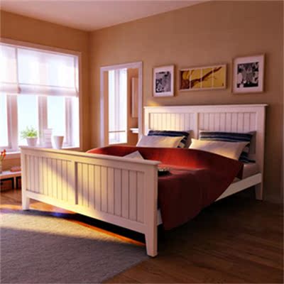 美式全实木床双人床1.8米松木床高箱储物床1.5米宜家床白色单人床