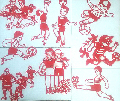 足球运动系列手工剪纸刻纸作品画 传统镂空学生幼儿爱生活爱运动