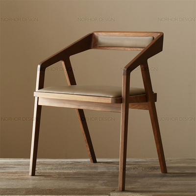 美式复古铁艺实木餐椅扶手椅靠背椅 时尚饭店咖啡屋餐厅椅休闲椅