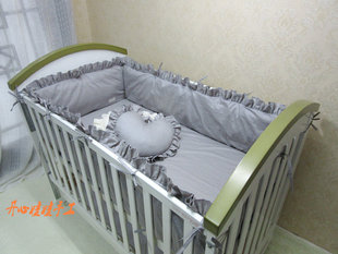 婴儿床围定做纯棉可拆洗棉花内胆纯色宝宝床围婴儿床围床笠包邮