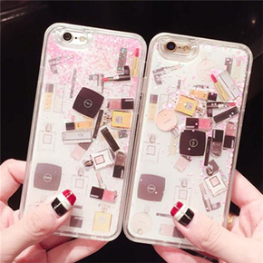 苹果iPhone6化妆品手机壳巴黎漂流口红香水闪粉亚克力手机保护套