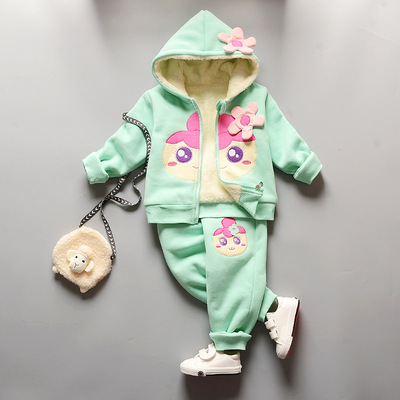 新款女童冬装婴幼儿冬季衣服0-1-2-3岁女宝宝加绒加厚儿童潮套装
