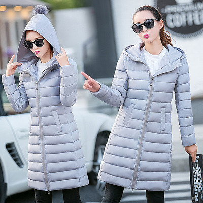 女士棉衣女中长款修身学生2016新款韩版加厚保暖毛球大码冬季棉服