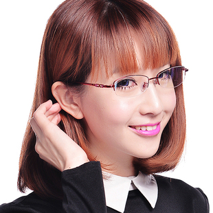 特价超轻纯钛近视眼镜架 时尚女士白领近视眼镜框 半框 配眼镜