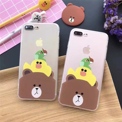 韩版L!ne 布朗熊家族系列 iphone6s/7/7plus卡通手机壳plus保护套