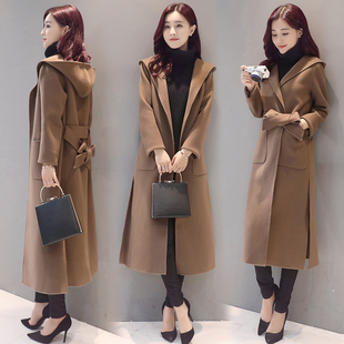 2016冬装新款女装韩版时尚中长款羊毛呢大衣修身显瘦毛呢外套女潮