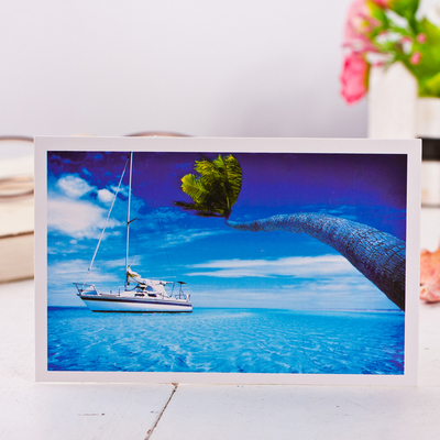 创意海洋沙滩风景明信片贺卡盒装马尔代夫风景送同学朋友学生礼物