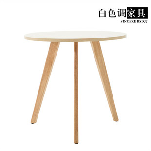 小圆桌茶几实木圆形简易简约边桌客厅原木日式沙发小角几北欧边几